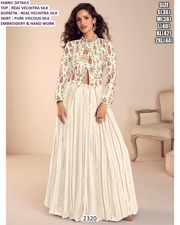 Look Glorious In Real Vichitra Silk Lehenga Style Dress Designed For Weddings And Parties