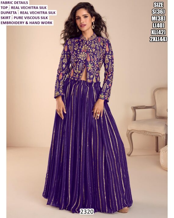 Look Glorious In Real Vichitra Silk Lehenga Style Dress Designed For Weddings And Parties