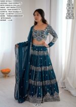 Display Your Beauty Adorning This Blue Sequins Embellished Faux Georgette Lehenga Choli