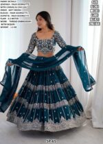 Display Your Beauty Adorning This Blue Sequins Embellished Faux Georgette Lehenga Choli