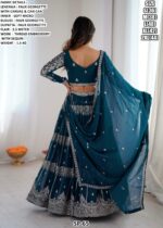 Display Your Beauty Adorning This Blue Sequins Embellished Faux Georgette Lehenga Choli
