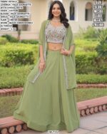 Beads Embroidered And Thread Work Faux Georgette Lehenga Choli With Shrug