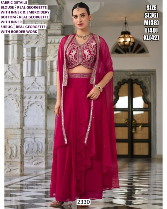 Luxurious Designer Indo-Western Three-Piece Set: Embroidery And High Material Elegance