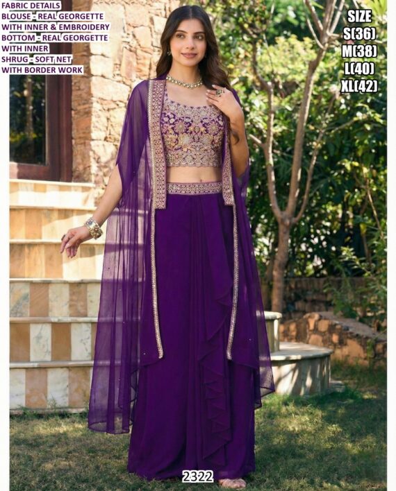 Luxurious Designer Indo-Western Three-Piece Set: Embroidery And High Material Elegance