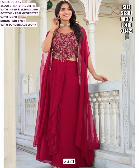 Luxurious Designer Indo-Western Three-Piece Set: Embroidery And High Material Elegance