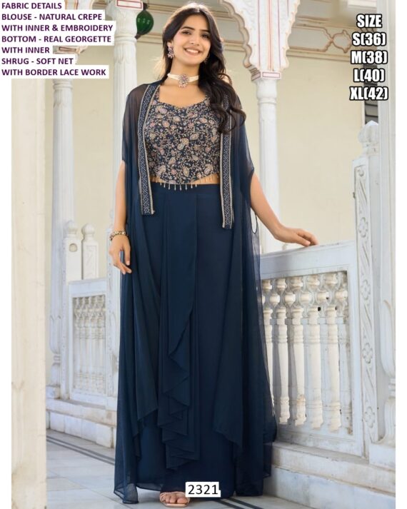 Luxurious Designer Indo-Western Three-Piece Set: Embroidery And High Material Elegance