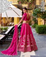 Rani Pink Natural Silk Sequins And Thread Embroidered Lehenga Choli Set With Organza Dupatta