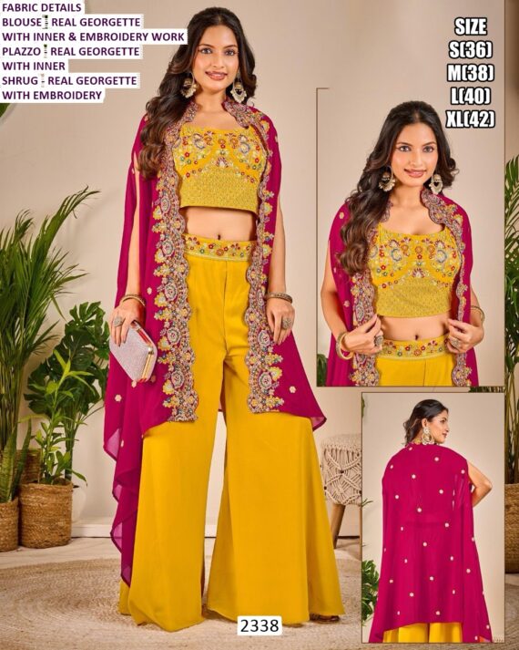 Luxurious Designer Indo-Western Three-Piece Set: Embroidery And High Material Elegance