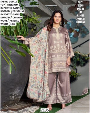 New Launch! Premium Exquisitely Crafted Readymade Imported Satin Stylish Salwar Suit