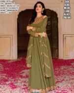Mehndi Special Readymade Green Georgette With Multi Embroidery Designer Gown And Dupatta