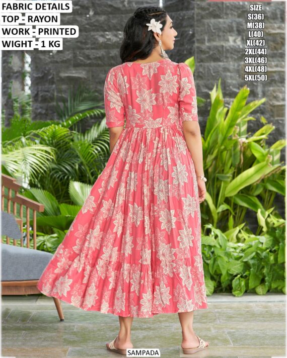 Vacation Wear Short One Piece Fit And Flair Rayon Printed Midi Dresses For Women