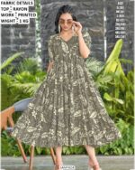 Vacation Wear Short One Piece Fit And Flair Rayon Printed Midi Dresses For Women