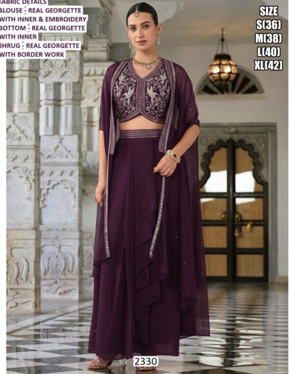 Luxurious Designer Indo-Western Three-Piece Set: Embroidery And High Material Elegance