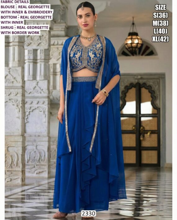 Luxurious Designer Indo-Western Three-Piece Set: Embroidery And High Material Elegance