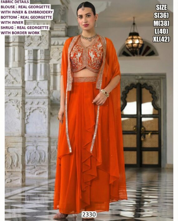 Luxurious Designer Indo-Western Three-Piece Set: Embroidery And High Material Elegance