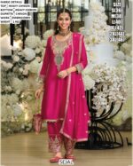 Latest Trendy Embroidered Work Chinon Salwar Suit In Three Colours For Ceremonial