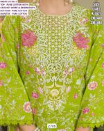 Shop Crochet Work And Embroidery Pure Cotton Parrot Green Colour Salwar Suit