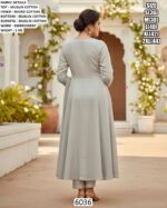 Readymade Muslin Cotton Embroidered Pakistani Salwar Suit In Resham Grey Colour!