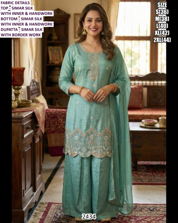 A Graceful Ready To Wear Salwar Kameez Suits Crafted From Simar Silk With Superb Work