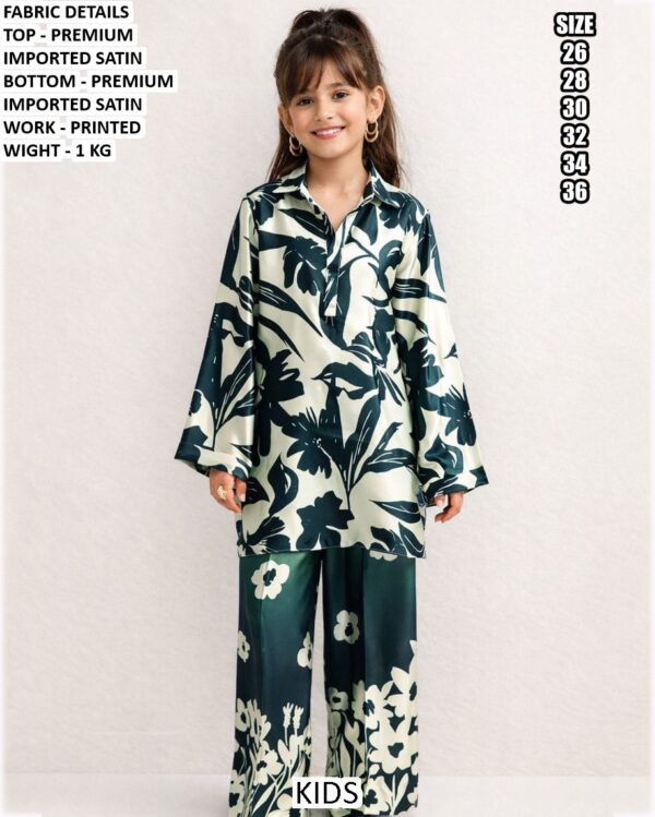 Kid's Imported Satin Cord Sets For This Summer In Bright And Vibrant Colours With Unique Design