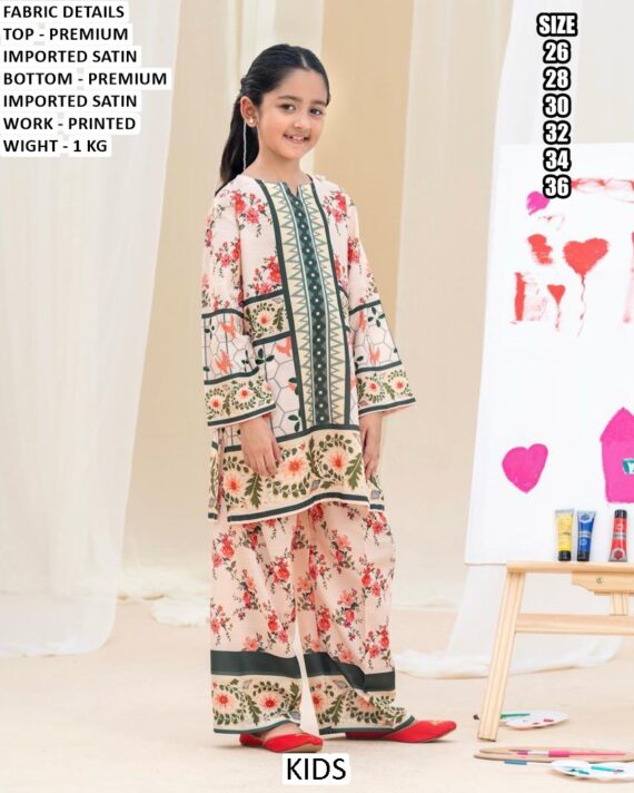 Kid's Imported Satin Cord Sets For This Summer In Bright And Vibrant Colours With Unique Design