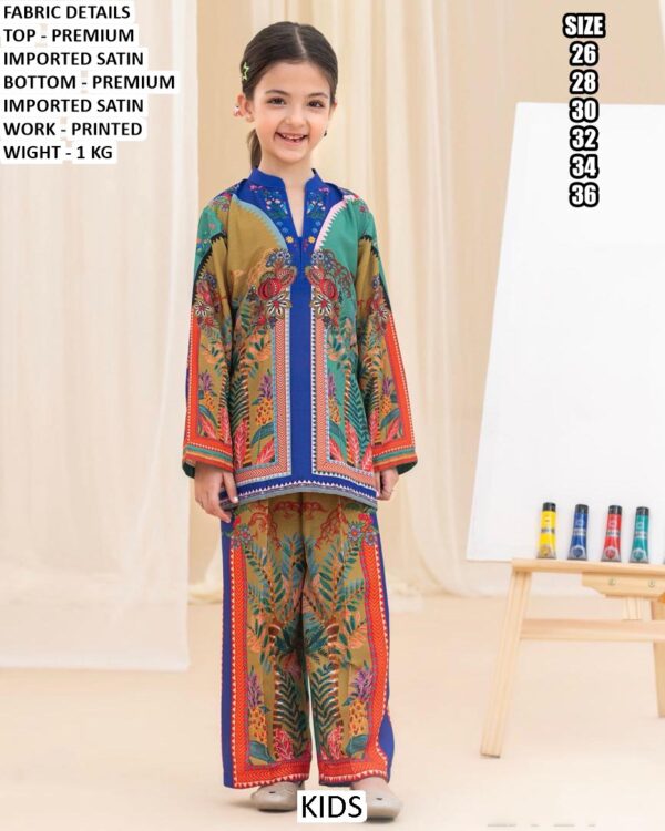 Kid's Imported Satin Cord Sets For This Summer In Bright And Vibrant Colours With Unique Design