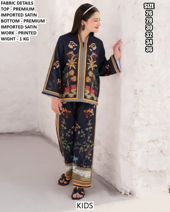 Kid's Imported Satin Cord Sets For This Summer In Bright And Vibrant Colours With Unique Design