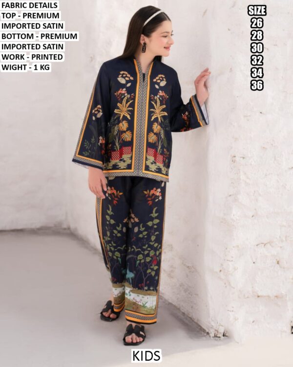 Kid's Imported Satin Cord Sets For This Summer In Bright And Vibrant Colours With Unique Design