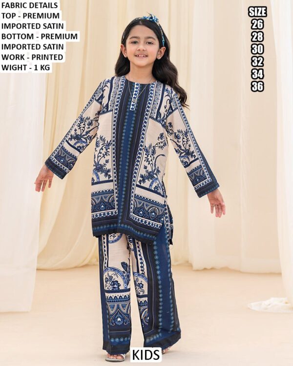 Kid's Imported Satin Cord Sets For This Summer In Bright And Vibrant Colours With Unique Design