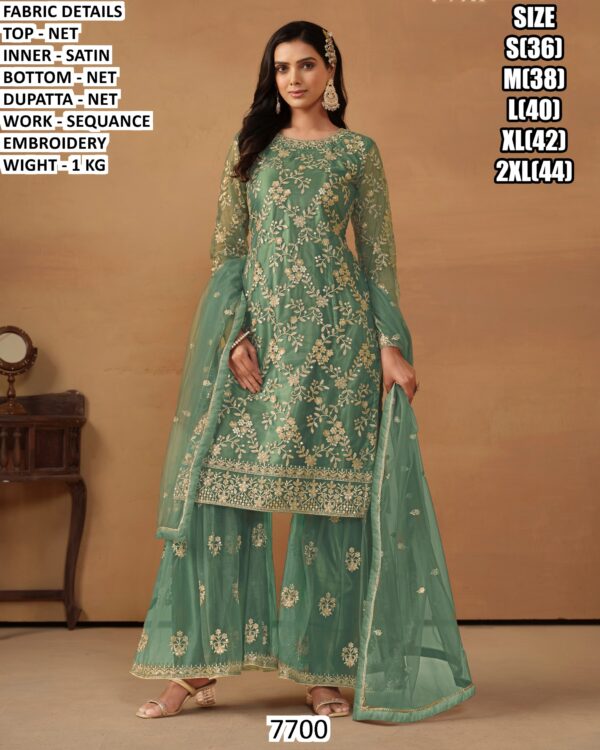 Pakistani Suits In Net With Beautiful Sequence Embroidery Work, Ready To Wear Collection