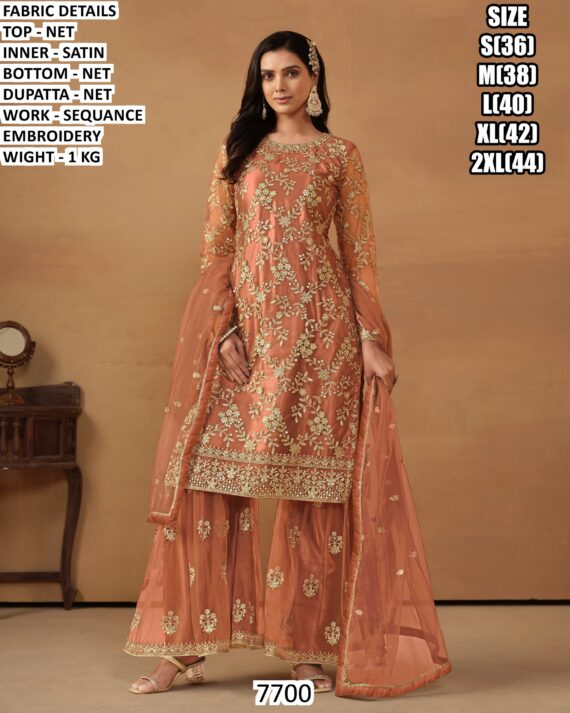 Pakistani Suits In Net With Beautiful Sequence Embroidery Work, Ready To Wear Collection