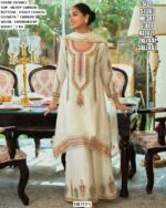 Designed For Any Celebrations This Heavy Work Chinon Pakistani Suits In Black And Ivory Colour!