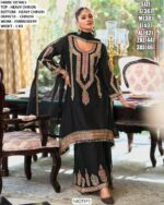 Designed For Any Celebrations This Heavy Work Chinon Pakistani Suits In Black And Ivory Colour!
