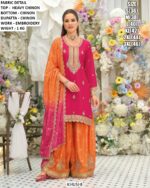 Women's Heavy Look And Beautiful Embroidered Party Wear Chinon Pakistani Gharara Suits