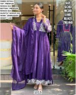 Premium Quality Roman Silk Purple Anarkali Suit Set And Designed With Fine Embroidery Work