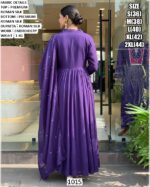 Premium Quality Roman Silk Purple Anarkali Suit Set And Designed With Fine Embroidery Work