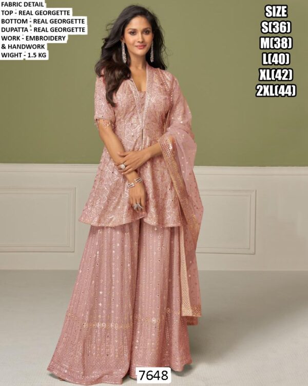 Shop This Georgette Glamorous Work Detailing Plazo Salwar Suits Online For Indian Weddings