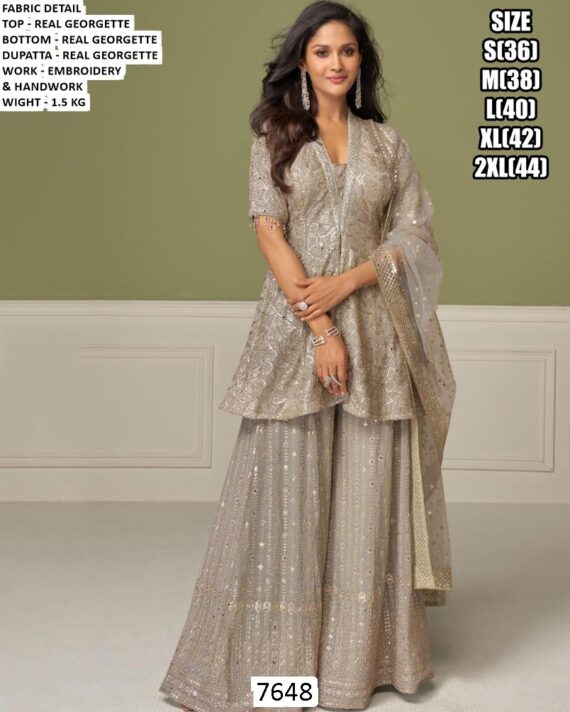 Shop This Georgette Glamorous Work Detailing Plazo Salwar Suits Online For Indian Weddings