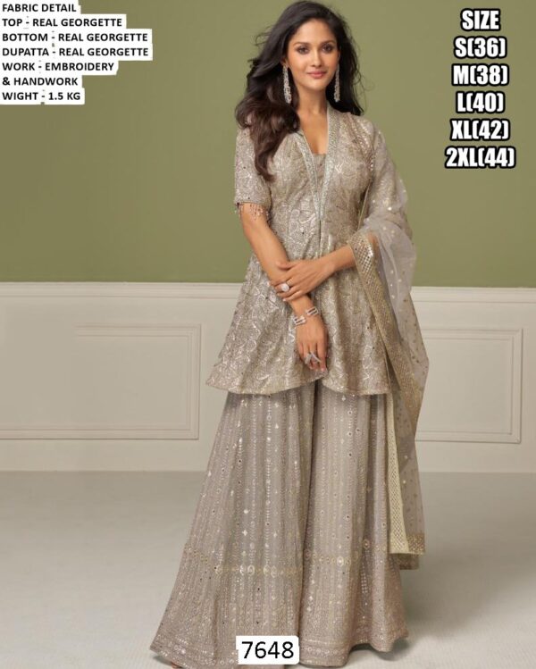 Shop This Georgette Glamorous Work Detailing Plazo Salwar Suits Online For Indian Weddings