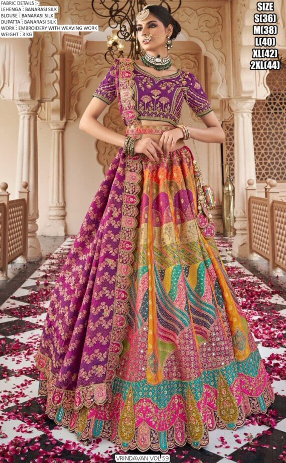 Banarasi Silk Lehenga Choli Collection Featuring Intricate Zari Weaving, Traditional Motifs And Heavy Work
