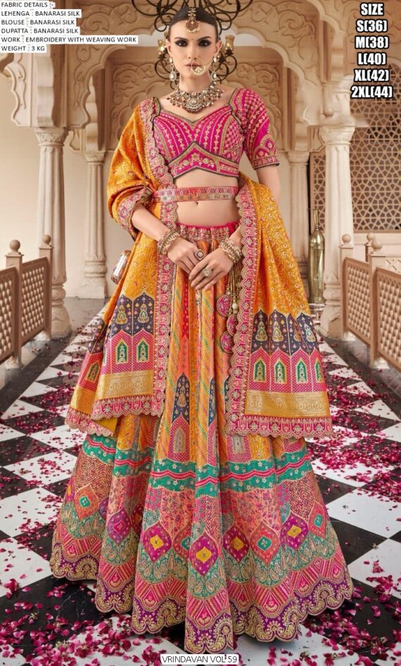 Banarasi Silk Lehenga Choli Collection Featuring Intricate Zari Weaving, Traditional Motifs And Heavy Work