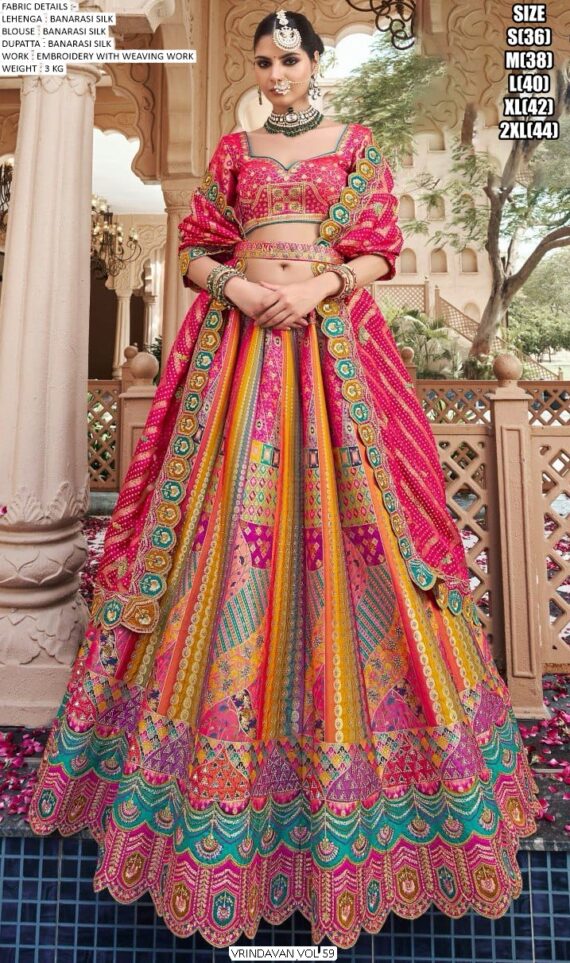 Banarasi Silk Lehenga Choli Collection Featuring Intricate Zari Weaving, Traditional Motifs And Heavy Work