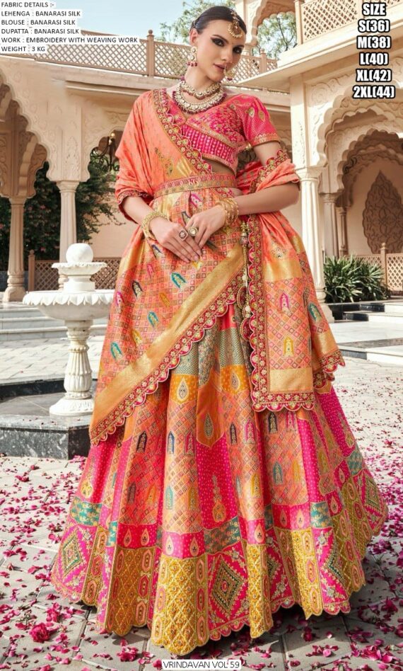Banarasi Silk Lehenga Choli Collection Featuring Intricate Zari Weaving, Traditional Motifs And Heavy Work