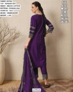 Blue And Purple Colour Embroidery Work Roman Silk Stitched Straight Kurti Set And Dupatta