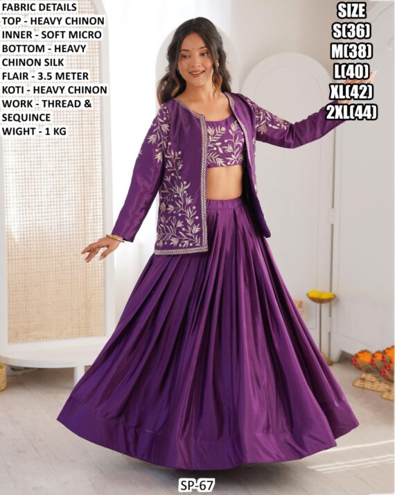 Dusty Purple Designer Party Wear Lehenga Choli With Jacket: Shine At Every Celebration