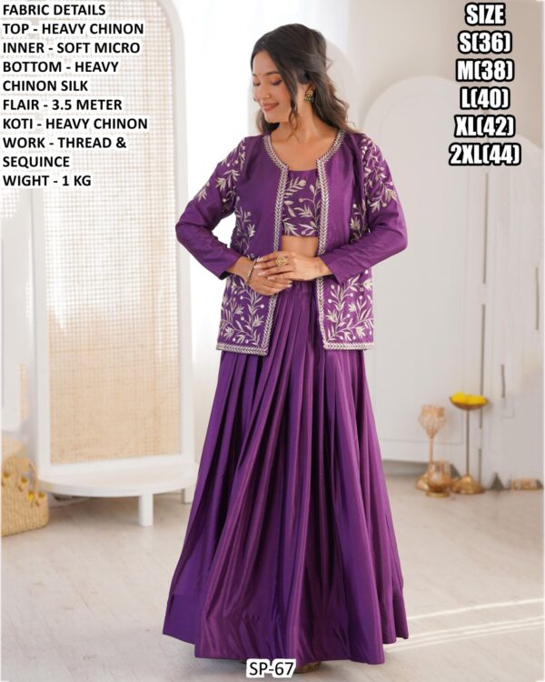 Dusty Purple Designer Party Wear Lehenga Choli With Jacket: Shine At Every Celebration