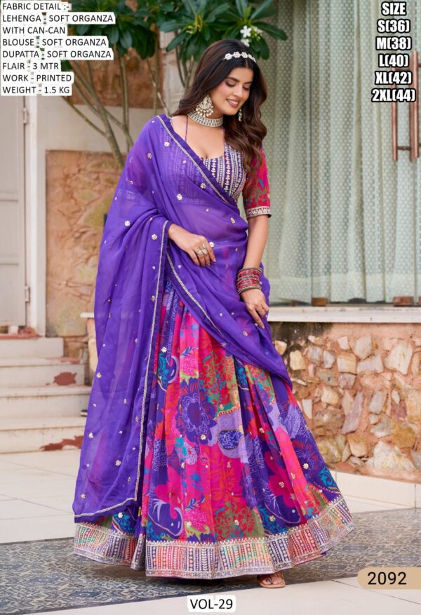 Multi Colour Soft Organza Exclusive Printed Work Festival Wear Lehenga Choli Sets