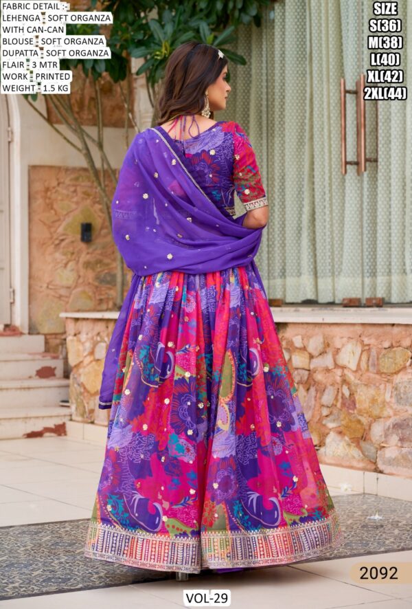 Multi Colour Soft Organza Exclusive Printed Work Festival Wear Lehenga Choli Sets