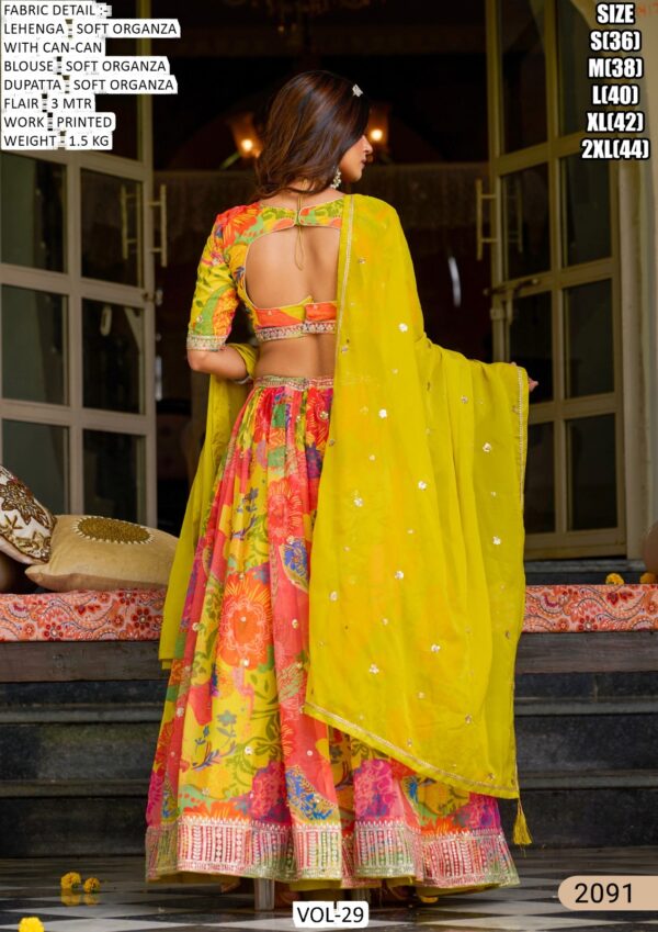 Multi Colour Soft Organza Exclusive Printed Work Festival Wear Lehenga Choli Sets