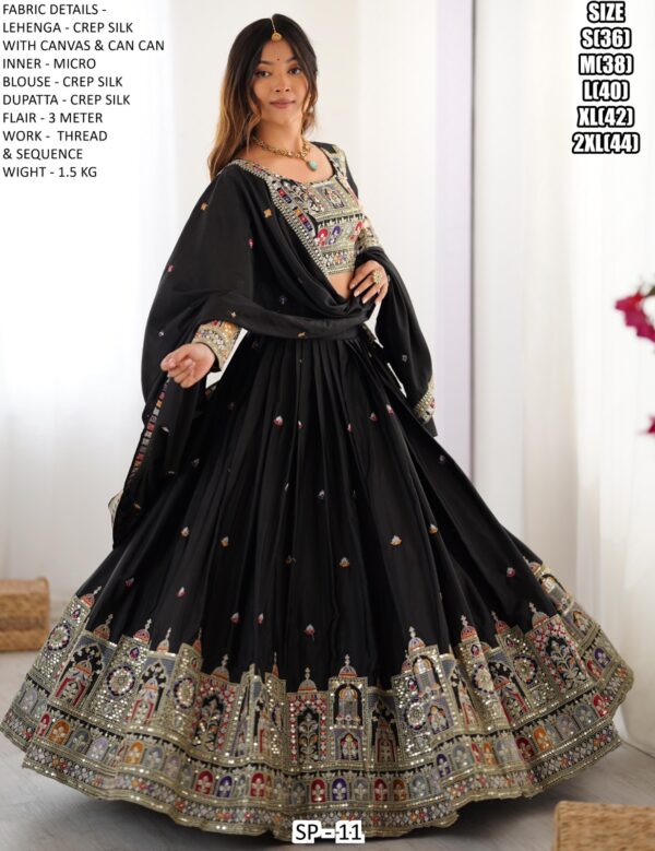 Sequence Embroidery Work Crepe Silk Lehenga Choli For Wedding Ceremony, Evening Or Occasions
